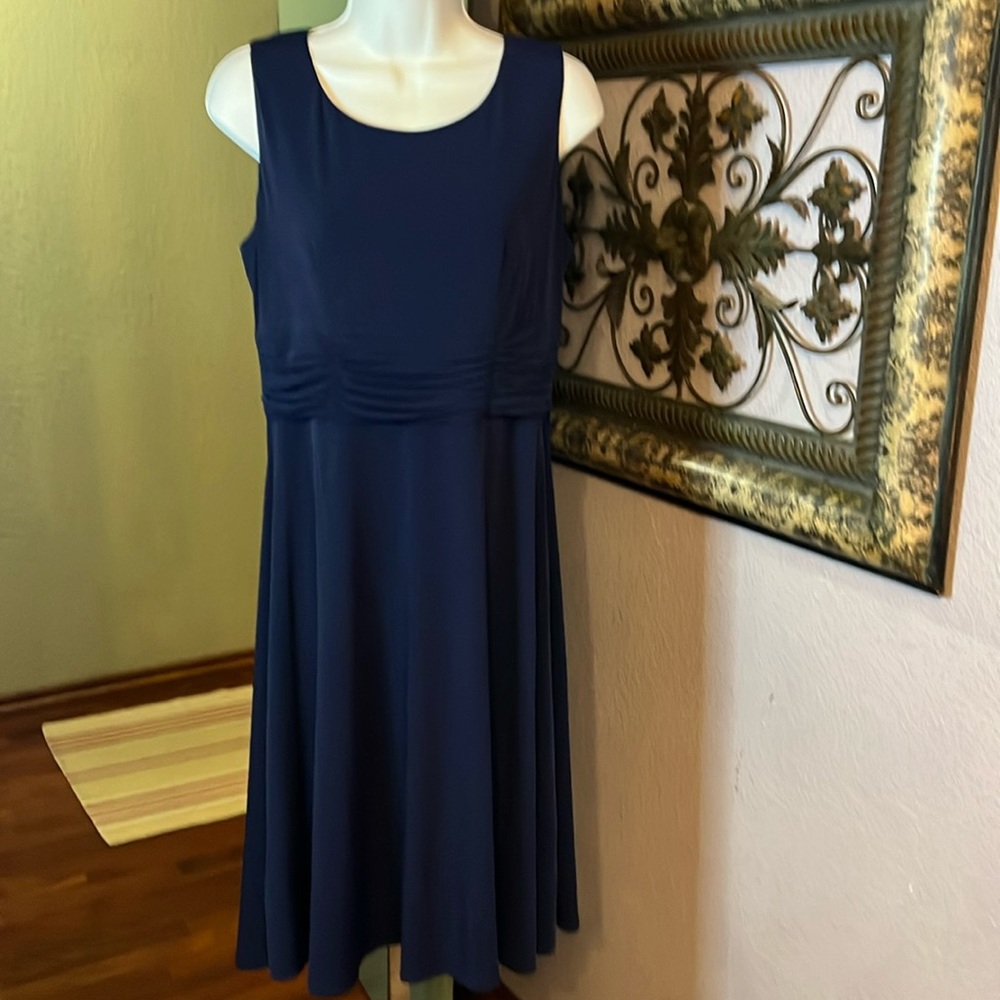 Classy Jessica Howard Blue ruched waistband midi dress Sz 12P